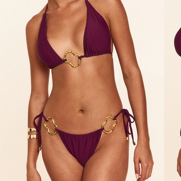 PrettyLittleThing Other - PrettyLittleThing - Purple Trim Detail Triangle Bikini Top & Bottom + Sarong